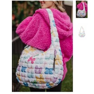 Katydid White Quilted Bow Shoulder Bag